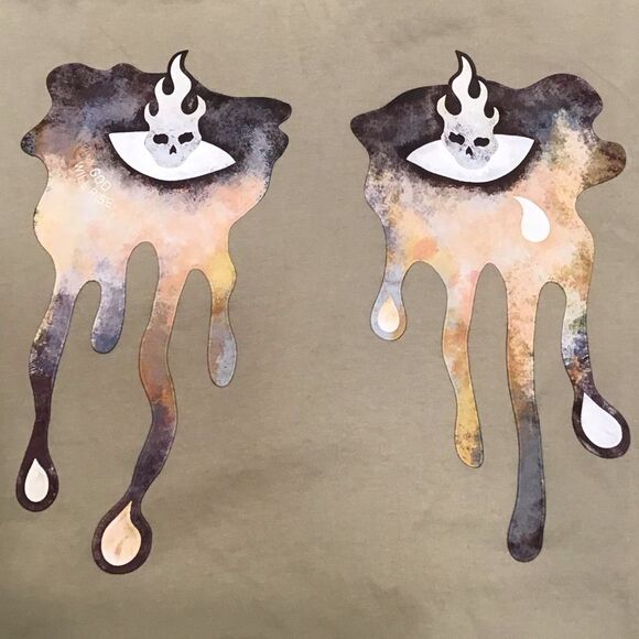 Roku Studio Mens Graphic Tee Sixe XL Dripping Teardrop Skull Short Sleeve Tan - Picture 6 of 12